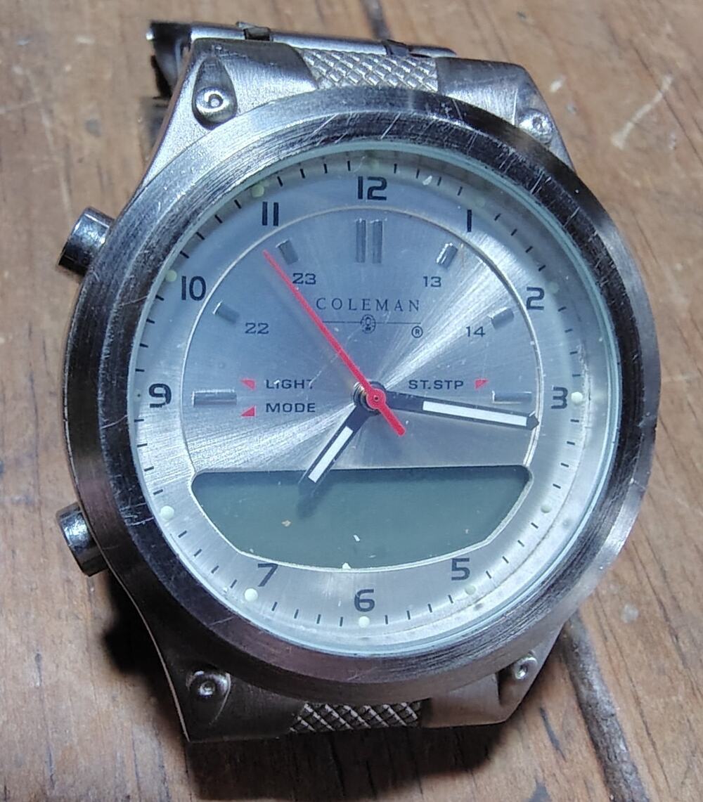Coleman 40-844 Mens Watch 40MM 7.5" Analog Digital - Needs Battery